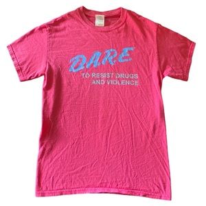 Vintage DARE t shirt 100% cotton blue letters Small